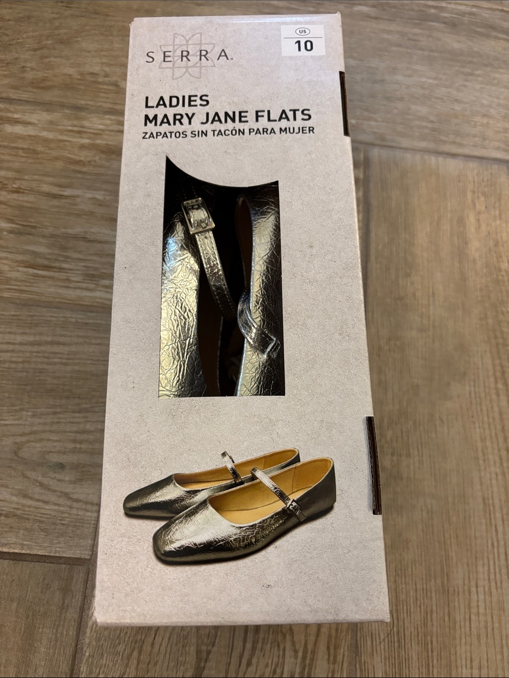 New in Box Serra Metallic Silver Mary Jane Flats - Size 10